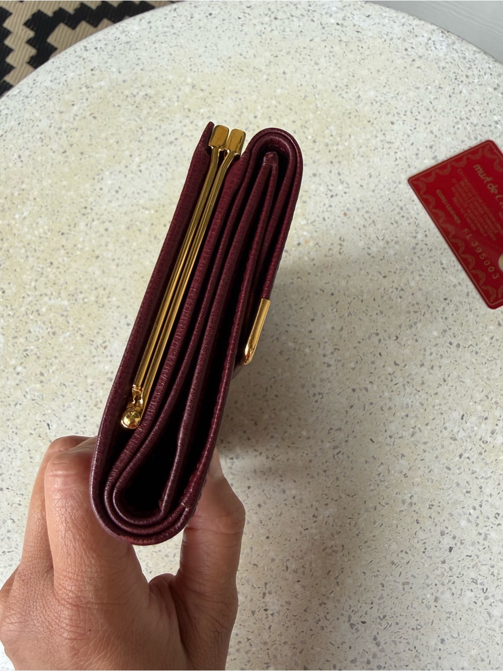 Vintage Cartier Must de Cartier Bordeaux Trifold Kiss-Lock Wallet - Picture 9 of 11